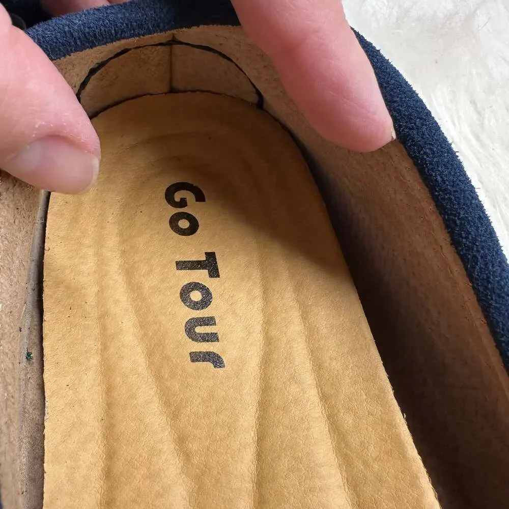 Go‎ Tour Mens Handmade Suede Leather Casual Loafers Shoes NAVY